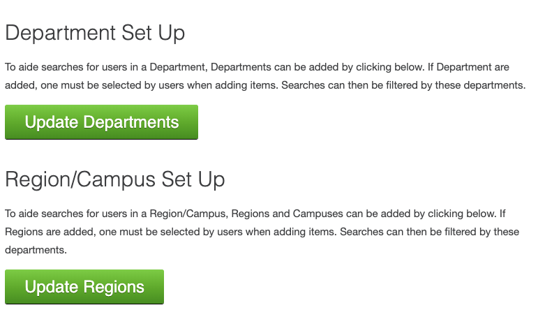 department region set up